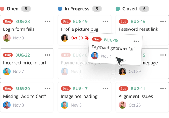Visual boards and timelines for clear progress tracking