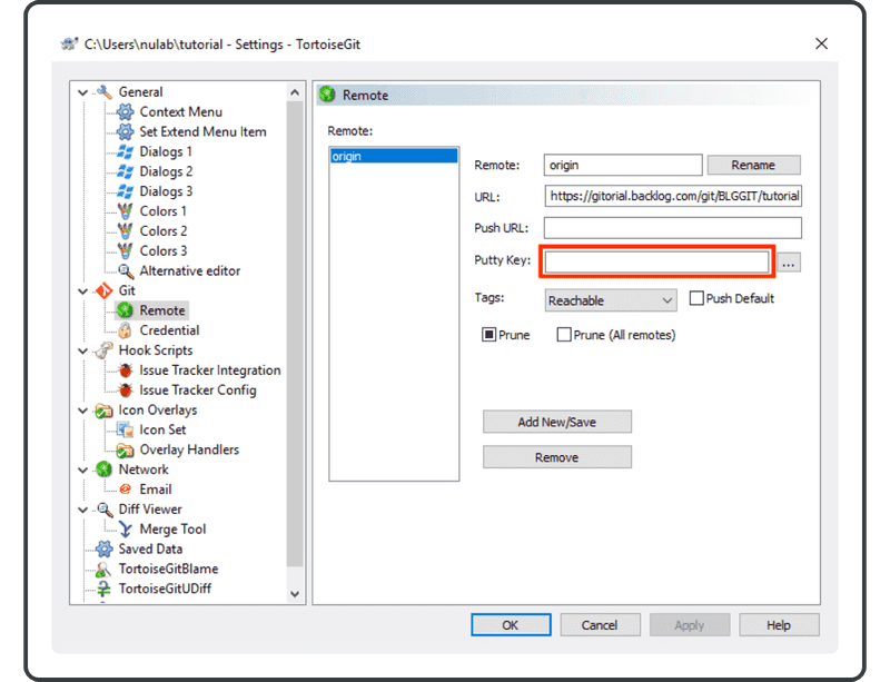 Assign the ppk file that you just saved to the Putty authentication, and then click Add New/Save button